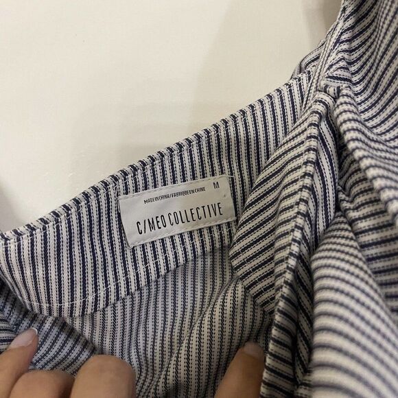 C/MEO collective Revolve one shoulder ruffle mini stripe dress size Medium - Picture 6 of 7